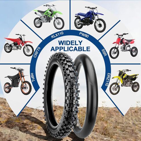 Front 60/100-14 2.50-14 Tire and Inner Tube for 110cc 125cc XR70 CRF70 CRF110 KLX110 PW80 TTR90 DRZ110 TaoTao DB14 SSR Off Road Motocross Pit Dirt Bike Parts in Saudi Arabia