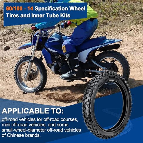 Front 60/100-14 2.50-14 Tire and Inner Tube for 110cc 125cc XR70 CRF70 CRF110 KLX110 PW80 TTR90 DRZ110 TaoTao DB14 SSR Off Road Motocross Pit Dirt Bike Parts in Saudi Arabia