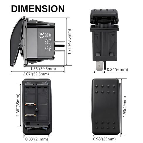 Rocker Switch, 12V Marine Boat 2 Pin Rocker Switch, 20A SPST ON/Off Waterproof Toggle Switch for Boat RZR RV Automotive Car UTV ATV in Kuwait