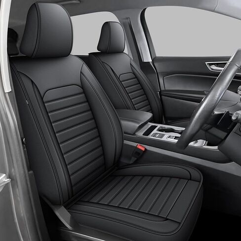 أغطية مقاعد السيارة لسيارة Chevy Traverse 2018-2023 - مجموعة كاملة من 7 مقاعد لسيارة شيفروليه ترافيرس LT، Premier، RS، High Country: ملحقات ترافيرس لحماية المقعد من الجلد الصناعي المسامي (أسود) in Kuwait