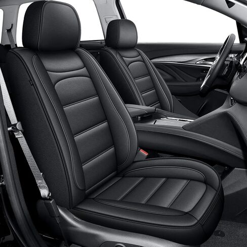 أغطية مقاعد السيارة لسيارة Chevy Traverse 2018-2023 - مجموعة كاملة من 7 مقاعد لسيارة شيفروليه ترافيرس LT، Premier، RS، High Country: ملحقات ترافيرس لحماية المقعد من الجلد الصناعي المسامي (أسود) in Kuwait