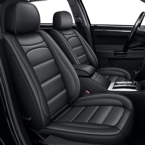 أغطية مقاعد السيارة لسيارة Chevy Traverse 2018-2023 - مجموعة كاملة من 7 مقاعد لسيارة شيفروليه ترافيرس LT، Premier، RS، High Country: ملحقات ترافيرس لحماية المقعد من الجلد الصناعي المسامي (أسود) in Kuwait