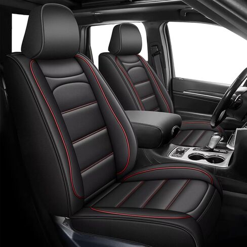 أغطية مقاعد السيارة لسيارة Chevy Traverse 2018-2023 - مجموعة كاملة من 7 مقاعد لسيارة شيفروليه ترافيرس LT، Premier، RS، High Country: ملحقات ترافيرس لحماية المقعد من الجلد الصناعي المسامي (أسود) in Kuwait