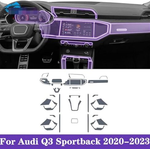 Car Interior Center Console Transparent TPU Paint Protective Film Anti Scratch Sticker LCD Screen Film,for Audi Q3 Sportback 2020-2024 in Saudi Arabia