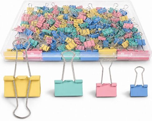 Colorful Binder Clips Assorted Size, 180 Pcs Metal Paper Clips, Clips Office Supplies for Documents, Files, School Supplies, Home and Desk Organization in Saudi Arabia