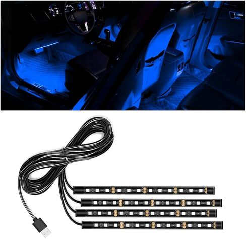 شريط إضاءة LED للسيارة، 12 فولت 24 LED RGB بمنفذ USB للمركبة تحت ضوء الليل المحيط بلوحة القيادة، ملحقات مصابيح ديكور داخلية مقاومة للماء للسيارات، عالمية لشاحنة سيارات الدفع الرباعي (أحمر) in Kuwait