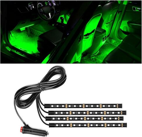 شريط إضاءة LED للسيارة، 12 فولت 24 LED RGB بمنفذ USB للمركبة تحت ضوء الليل المحيط بلوحة القيادة، ملحقات مصابيح ديكور داخلية مقاومة للماء للسيارات، عالمية لشاحنة سيارات الدفع الرباعي (أحمر) in Kuwait