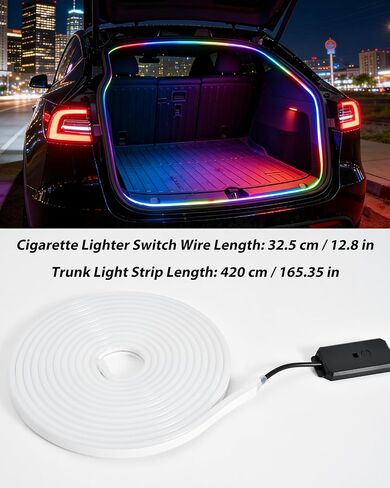 LED Trunk Light Strip for Tesla Model Y & Juniper 2021-2026, APP-Controlled RGB Ambient Neon Lights with Auto On/Off, Waterproof Silicone for Car Trunk & Camping Atmosphere in Kuwait