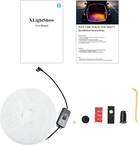 LED Trunk Light Strip for Tesla Model Y & Juniper 2021-2026, APP-Controlled RGB Ambient Neon Lights with Auto On/Off, Waterproof Silicone for Car Trunk & Camping Atmosphere in Kuwait