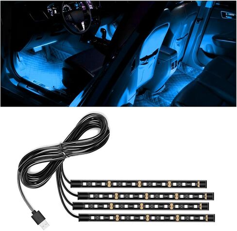 شريط إضاءة LED للسيارة، 12 فولت 24 LED RGB بمنفذ USB للمركبة تحت ضوء الليل المحيط بلوحة القيادة، ملحقات مصابيح ديكور داخلية مقاومة للماء للسيارات، عالمية لشاحنة سيارات الدفع الرباعي (أحمر) in Kuwait