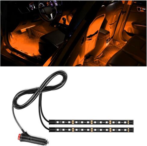 شريط إضاءة LED للسيارة، 12 فولت 24 LED RGB بمنفذ USB للمركبة تحت ضوء الليل المحيط بلوحة القيادة، ملحقات مصابيح ديكور داخلية مقاومة للماء للسيارات، عالمية لشاحنة سيارات الدفع الرباعي (أحمر) in Kuwait