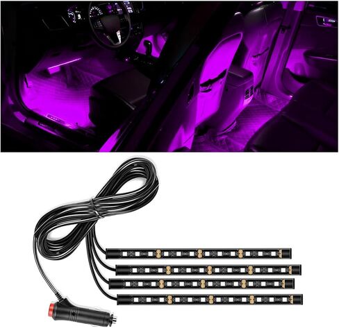 شريط إضاءة LED للسيارة، 12 فولت 24 LED RGB بمنفذ USB للمركبة تحت ضوء الليل المحيط بلوحة القيادة، ملحقات مصابيح ديكور داخلية مقاومة للماء للسيارات، عالمية لشاحنة سيارات الدفع الرباعي (أحمر) in Kuwait