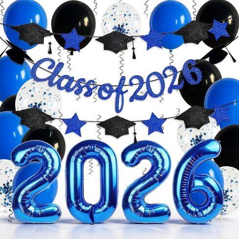 Graduation Balloons Class of 2026, 32 Inch Pink 2026 Number Foil Balloons Star Cap Garland Banner Pastel Pink Black Confetti Balloons Set for Senior High School College Congrats Grad Party Decorations in Kuwait