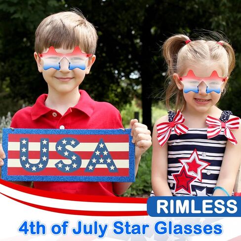 4th of July Star Glasses 12 Pairs Fourth of July Party Favors Red Blue White American Flag Sunglasses for Kids Women Independence Day Gifts Patriotic Sunglasses for Pool Party in USA Decorations in Saudi Arabia