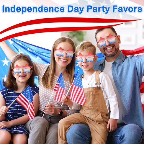 4th of July Star Glasses 12 Pairs Fourth of July Party Favors Red Blue White American Flag Sunglasses for Kids Women Independence Day Gifts Patriotic Sunglasses for Pool Party in USA Decorations in Saudi Arabia