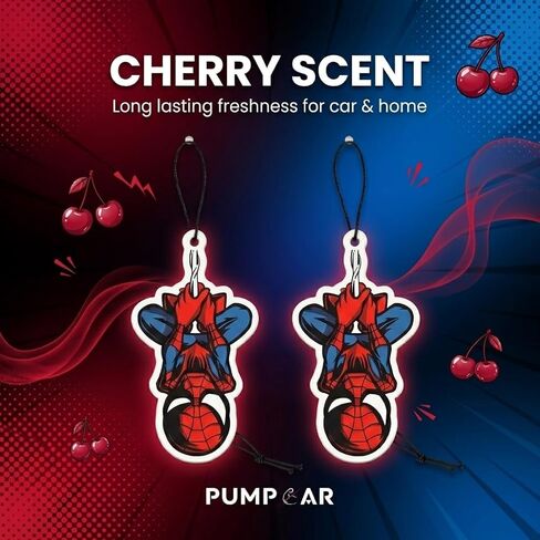 PumpCar 2 قطعة Spidey على الوجهين معلقة الكرتون الكرز المعطرة مضحك سيارة الهواء المعطر بارد العنكبوت معلقة لمرآة الرؤية الخلفية الملحقات الداخلية الهدايا in Kuwait