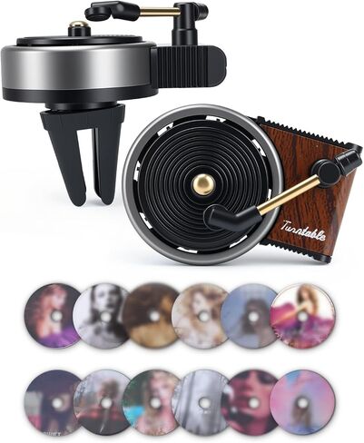 Record Player Air Freshener Car Diffuser Vent clip, 12pcs Refillable Car Air Freshener with Pop Singer Album Covers, Vintage Vinyl Air Freshener Car Decor, Perfect Music Lovers Gifts in Kuwait