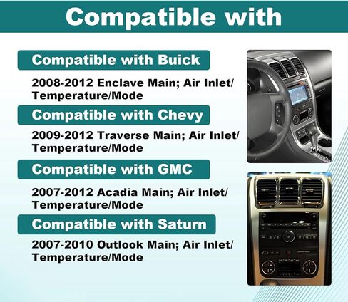 HVAC Blend Door Actuator Compatible with 2009-2012 Chevy Traverse & 2007-2012 GMC Acadia & 2008-2012 Buick Enclave & 2007-2010 Saturn Outlook Replaces 604-140, 15-73989, 20826182 in Kuwait