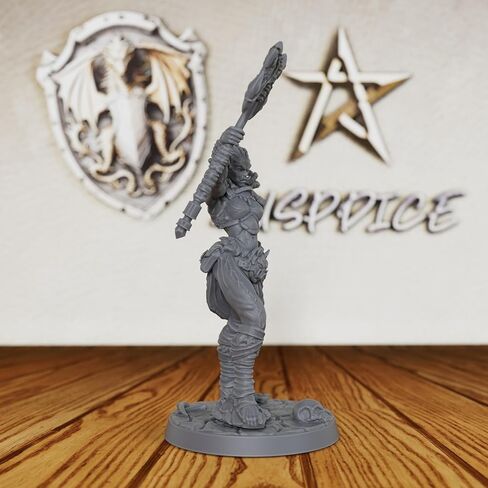 AUSPDICE Female Orc Warrior Unpainted Miniature, DND Minis for Dungeons and Dragons, Fantasy Tabletop RPG Game Figurine, TTRPG Role Playing Accessory, Ideal for DMS & Savage Encounters-AS289 in Kuwait