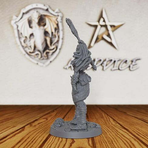 AUSPDICE Female Orc Warrior Unpainted Miniature, DND Minis for Dungeons and Dragons, Fantasy Tabletop RPG Game Figurine, TTRPG Role Playing Accessory, Ideal for DMS & Savage Encounters-AS289 in Kuwait