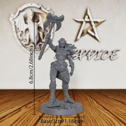 AUSPDICE Female Orc Warrior Unpainted Miniature, DND Minis for Dungeons and Dragons, Fantasy Tabletop RPG Game Figurine, TTRPG Role Playing Accessory, Ideal for DMS & Savage Encounters-AS289 in Kuwait
