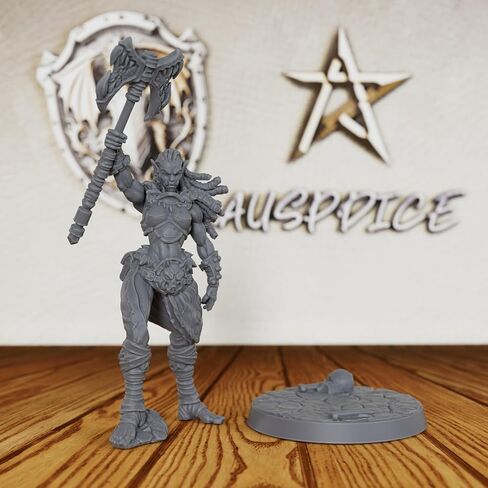 AUSPDICE Female Orc Warrior Unpainted Miniature, DND Minis for Dungeons and Dragons, Fantasy Tabletop RPG Game Figurine, TTRPG Role Playing Accessory, Ideal for DMS & Savage Encounters-AS289 in Kuwait