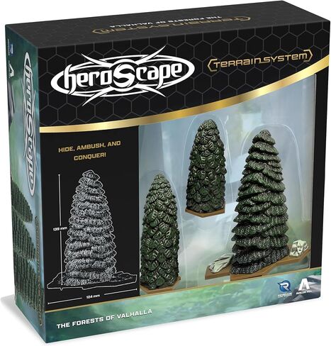 Renegade Game Studios HeroScape Forests of Valhalla Terrain Expansion - 6 أشجار دائمة الخضرة، ملحقات ألعاب مصغرة سداسية، كمين وإستراتيجية in Kuwait