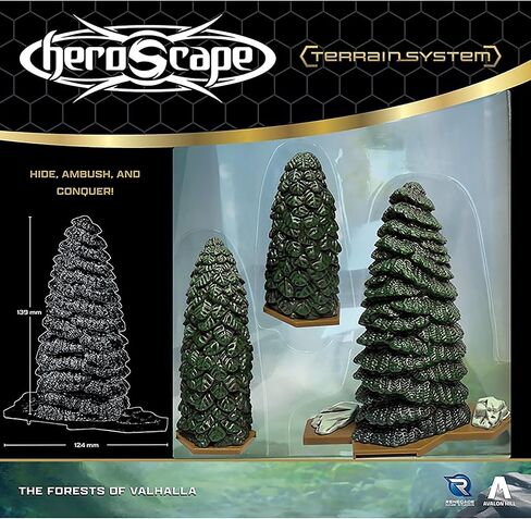 Renegade Game Studios HeroScape Forests of Valhalla Terrain Expansion - 6 أشجار دائمة الخضرة، ملحقات ألعاب مصغرة سداسية، كمين وإستراتيجية in Kuwait