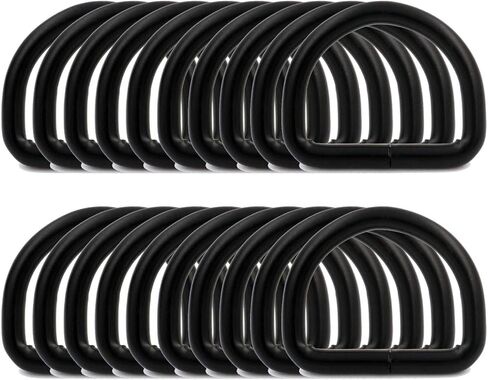 BIKICOCO Metal D-Rings Round Buckle, 1 x 3/4 Inch Non-Welded for Webbing Sewing DIY - Black in Kuwait