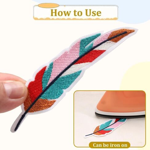 4 ألوان ريشة التطريز القماش زين الحديد على DIY الملابس والاكسسوارات شارة إصلاح للملابس والحقائب والأحذية والقبعة والحديد ديكور المنزل in Kuwait