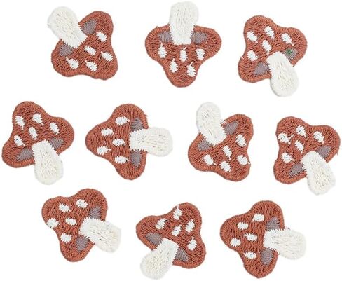 10 Pcs 7/8x9 Inch Cartoon Mini Mushroom Knit No Back Patch Hat Bag Shoes Socks Hand Sewn Garment Accessories in Saudi Arabia