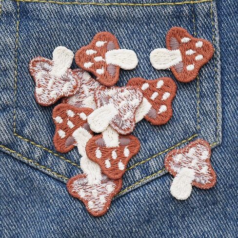 10 Pcs 7/8x9 Inch Cartoon Mini Mushroom Knit No Back Patch Hat Bag Shoes Socks Hand Sewn Garment Accessories in Saudi Arabia