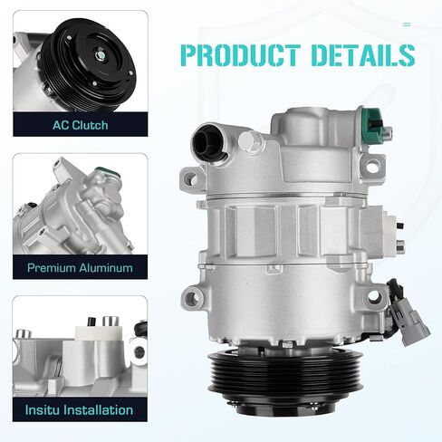 AC Compressor with Clutch Fit for Ram 1500 3.6L 2014 2015 2016 2017 2018, Ram 1500 Classic 3.6L 2019 2020 2021 2022, Replace CO 29275C, Air Condition automotive replacement in Kuwait