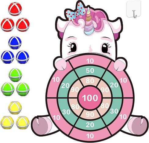 HONGID Unicorn Toys for 3-12 Year Old Girls,25"Large Dart Board Kids Toys for 6-12 Year Old Girls Teens Party Outdoor Games,Christmas Birthday Gifts for Girls Age 3-12, Pink (KL-2022) in Saudi Arabia