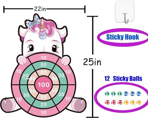 HONGID Unicorn Toys for 3-12 Year Old Girls,25"Large Dart Board Kids Toys for 6-12 Year Old Girls Teens Party Outdoor Games,Christmas Birthday Gifts for Girls Age 3-12, Pink (KL-2022) in Saudi Arabia