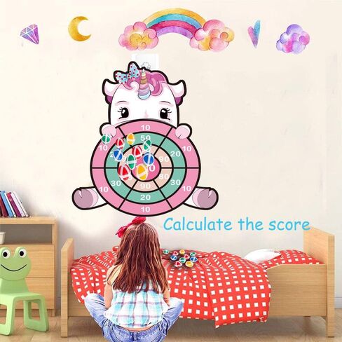 HONGID Unicorn Toys for 3-12 Year Old Girls,25"Large Dart Board Kids Toys for 6-12 Year Old Girls Teens Party Outdoor Games,Christmas Birthday Gifts for Girls Age 3-12, Pink (KL-2022) in Saudi Arabia