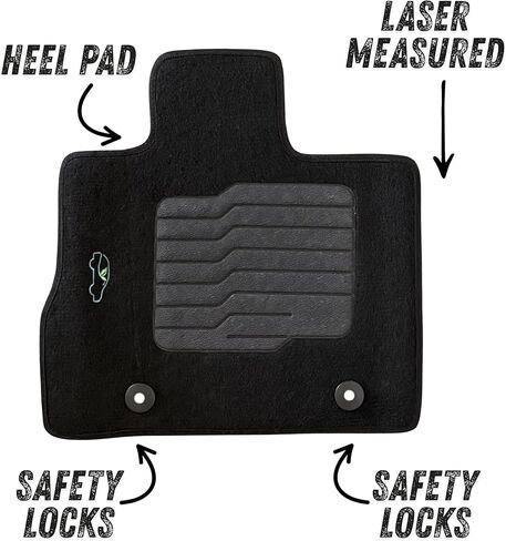 ecoMats Carpet Floor Mats Fit for 2010 to 2017 Chevrolet Equinox / 2010 to 2017 GMC Terrain, with Safety Locks and Non-Slip Driver Heel Pad, Front and Rear, Black in Saudi Arabia