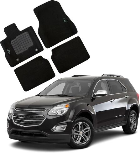 ecoMats Carpet Floor Mats Fit for 2010 to 2017 Chevrolet Equinox / 2010 to 2017 GMC Terrain, with Safety Locks and Non-Slip Driver Heel Pad, Front and Rear, Black in Saudi Arabia