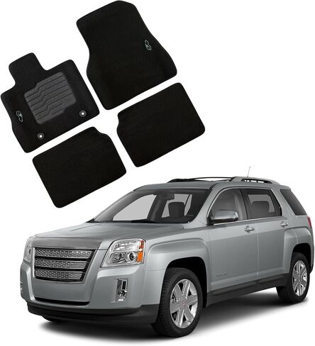 ecoMats Carpet Floor Mats Fit for 2010 to 2017 Chevrolet Equinox / 2010 to 2017 GMC Terrain, with Safety Locks and Non-Slip Driver Heel Pad, Front and Rear, Black in Saudi Arabia