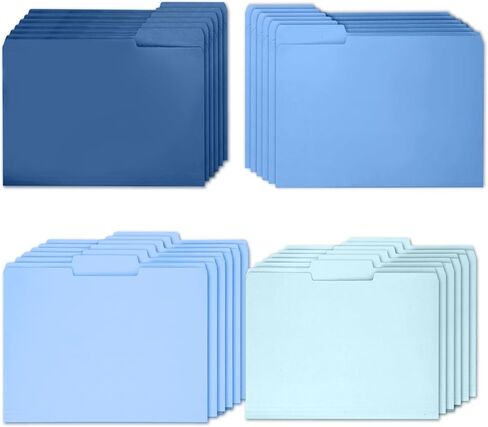 24 Pack Blue File Folders Letter Size,1/3 Cut Tab Blue Folders with Pockets,Letter Size Paper File Folder with Gradient Design for Home Classroom Office Business in Saudi Arabia
