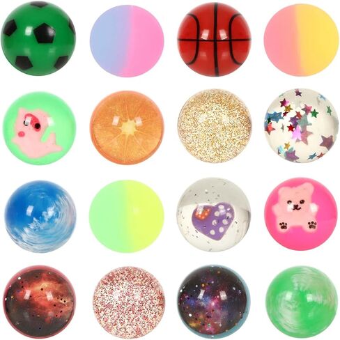 Small Bouncy Balls for Kids Treasure Box Toys for Kids Classroom Party Favors Birthday Gift Treasure Box Prize Easter Egg Goodie Bag Pinata Stuffers Party Bag Fillers for Kid Boy Girl 3-5 4-8 (16pcs) in Saudi Arabia