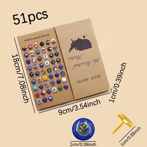 51 Pcs US State Flags Push Pins, Decorative Map Tacks for Cork Board Bulletin Board, Ideal for Home Office Classroom Travel Map in Saudi Arabia
