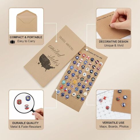 51 Pcs US State Flags Push Pins, Decorative Map Tacks for Cork Board Bulletin Board, Ideal for Home Office Classroom Travel Map in Saudi Arabia
