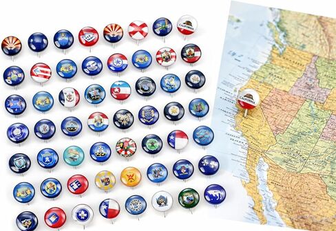 51 Pcs US State Flags Push Pins, Decorative Map Tacks for Cork Board Bulletin Board, Ideal for Home Office Classroom Travel Map in Saudi Arabia