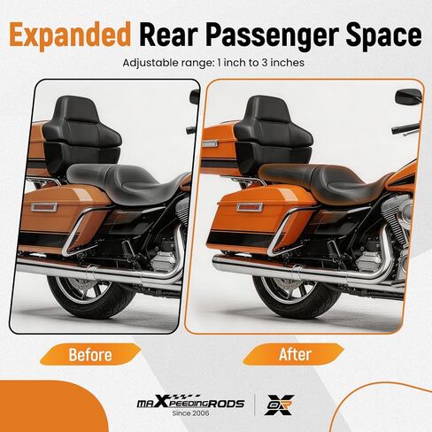 طقم موسع لنقل الأمتعة من maxpeedingrods، لوحة تثبيت للركاب مقاس 1 بوصة - 3 بوصة قابلة للتعديل لطرازات 2014-2025 Harley Road Kings Electra Road Glides & Trikes المجهزة in Kuwait