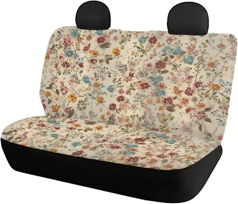 Retro Ditsy Floral Print Stylish Front Seat Covers and Rear Bench Cute Flower Seat Covers Full Set Vehicle Cushion Cover Nonslip Breathable Fit for Most Sedan Truck SUV in Saudi Arabia