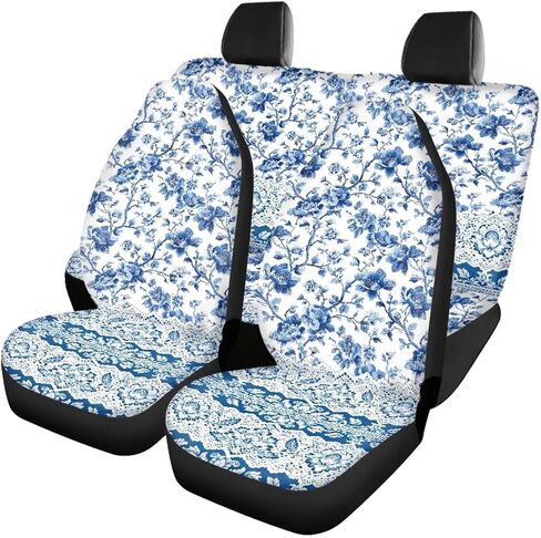 Retro Ditsy Floral Print Stylish Front Seat Covers and Rear Bench Cute Flower Seat Covers Full Set Vehicle Cushion Cover Nonslip Breathable Fit for Most Sedan Truck SUV in Saudi Arabia
