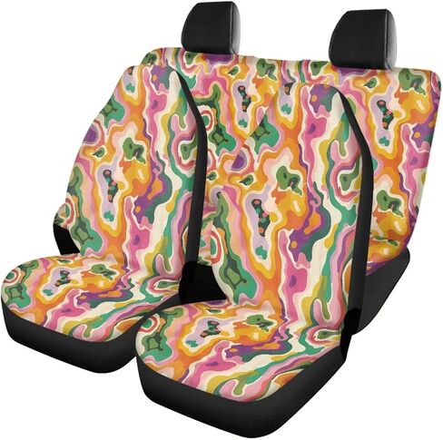 Retro Ditsy Floral Print Stylish Front Seat Covers and Rear Bench Cute Flower Seat Covers Full Set Vehicle Cushion Cover Nonslip Breathable Fit for Most Sedan Truck SUV in Saudi Arabia