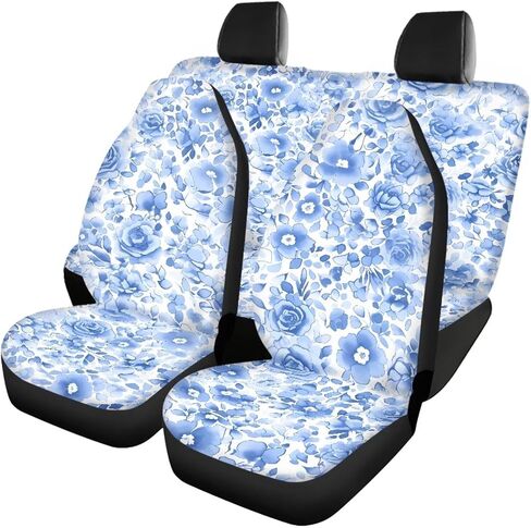 Retro Ditsy Floral Print Stylish Front Seat Covers and Rear Bench Cute Flower Seat Covers Full Set Vehicle Cushion Cover Nonslip Breathable Fit for Most Sedan Truck SUV in Saudi Arabia