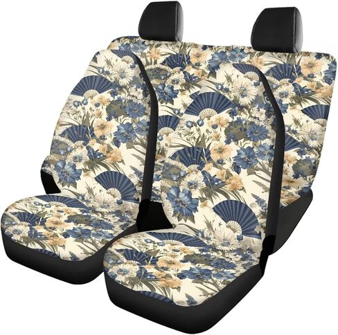 Retro Ditsy Floral Print Stylish Front Seat Covers and Rear Bench Cute Flower Seat Covers Full Set Vehicle Cushion Cover Nonslip Breathable Fit for Most Sedan Truck SUV in Saudi Arabia